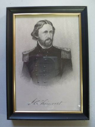 Civil War Usa Maj General John C.  Fremont Vtg.  Sm 5 " X 7 " Framed B&w Litho Print