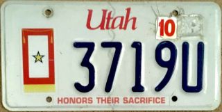 2015 Utah Military Veteran Gold Star Family License Plate Rare