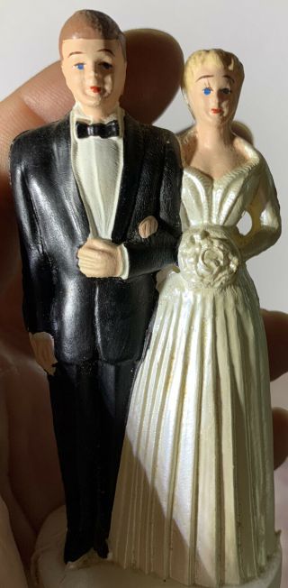 Vintage Bride & Groom Wedding Cake Topper 1971 Wilton 4 " Plus 4 Bells