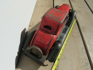 Antique 1930s Hoge Fire Chief Pressed Steel Wind Up Toy Car.  Paint 2