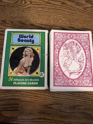 Vintage World Beauty Playing Cards - Jumbo Size - Very Worn Package