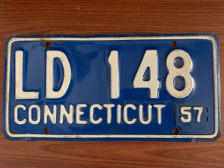 1957.  Connecticut License Plate Plate.  100 All.  Plate