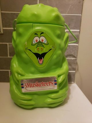 Vintage 3 Musketeers Halloween Green Monster/goblin Candy Pail Display 1990 Mars