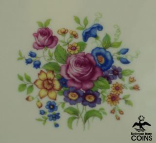 Wallace Sterling Silver (. 925) Rim Lenox Porcelain Rose Floral Plate Platter 2