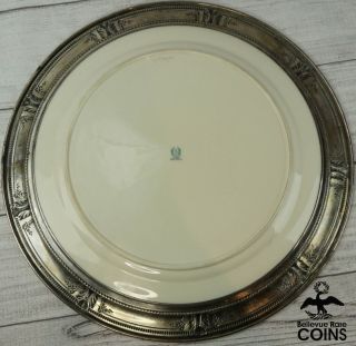 Wallace Sterling Silver (. 925) Rim Lenox Porcelain Rose Floral Plate Platter 3