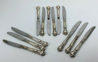 Set Of 12 Gorham Chantilly Pattern Sterling Silver Handle Dinner Knives Nr Sms