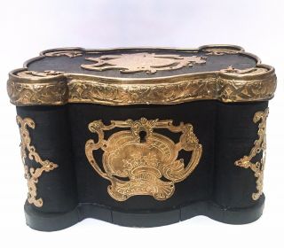 Antique French 19th - Century Ebonised Casket/box With Ormolu Mounts