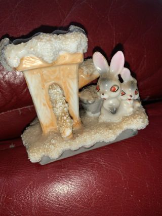 Vtg Easter Mini Ceramic Bud Vase Bunny Rabbit Toothpick Holder Planter Japan 2