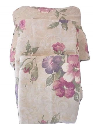 Vintage J.  C.  Penney Twin Size Sheet Set Multi - Color Floral Wrinkle Resist Usa