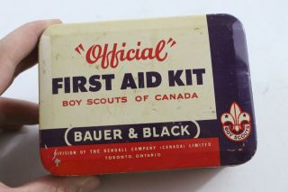 Vintage First Aid Kit Boy Scouts Of Canada Tin Can Advertising - M91
