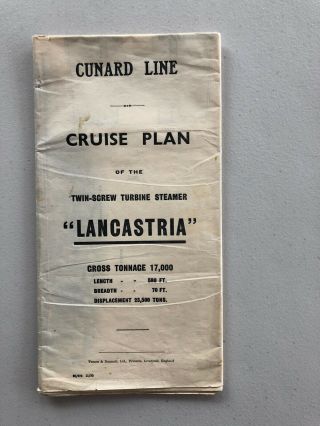 Cunard Line Ss Lancastria Color Cruise Plan 11/33