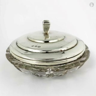 Art Deco Canadian Solid Silver Mounted Glass Dressing Table Jar C1925