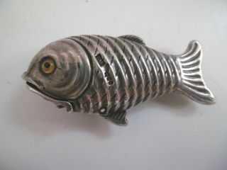 Lovely Solid Silver Novelty Fish Match Safe Vesta Case David Bowles London 1995