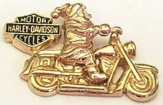 10k Black Hills Gold Harley Davidson Santa Riding Motorcycle Charm Pendant 2.  3g