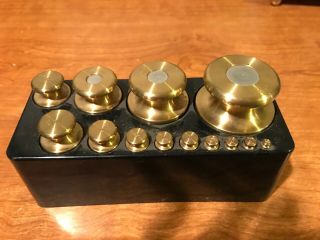 Ra Perfect Set Of Twelve Antique Brass Weights For Scales - 1gr To 1 Kg