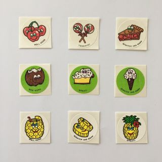 Vintage Ctp Matte Scratch & Sniff Stickers - Cherry Coconut & Pineapple Set Of 9