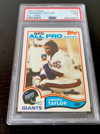1982 Topps Lawrence Taylor York Giants 434 Rookie Football Card Psa 7 Nm