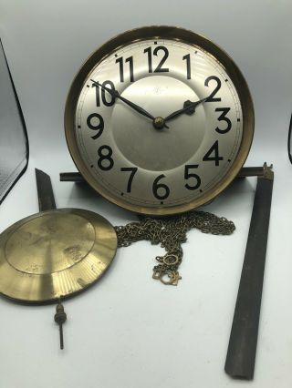 Antique German Junghans Grandfather Clock Movement Dial Hands Pendulum