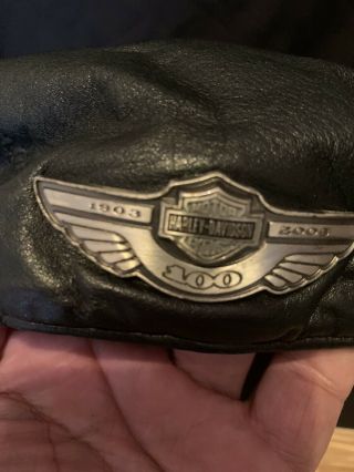 Very Rare Harley Davidson 100th Anniversary Leather Hat Size L
