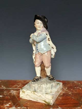 Antique Ralph Wood Staffordshire Figure 18th Century Winter Boy Pearlware