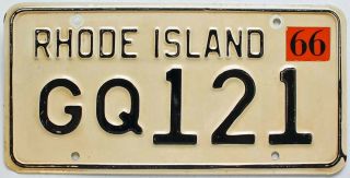 Vintage Rhode Island 1966 License Plate,  Gq 121,  Quality