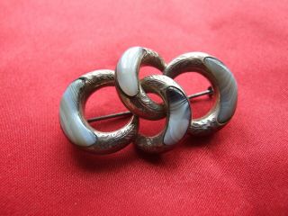 Antique Victorian Scottish Natural Agate Silver Brooch