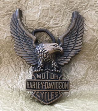 Awesome Vintage 1979 Baron Brass Harley Davidson 3 - D Eagle Belt Buckle