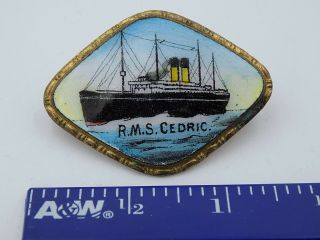 Antique WWI - Era White Star Line RMS Cedric Porcelain Badge 3