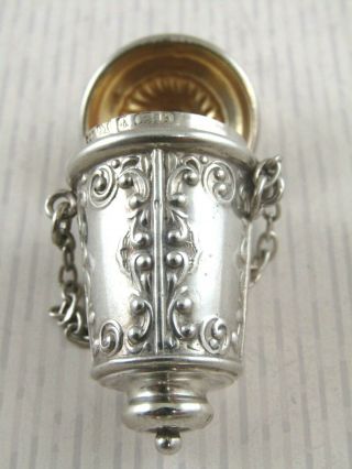 Antique Solid Silver Chatelaine Thimble Holder Hallmarked: - Birmingham 1901