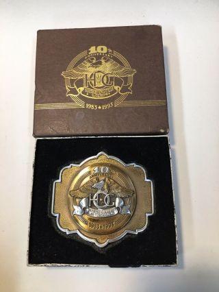 10th Anniversary Harley Owners Group Belt Buckle With Box Hog