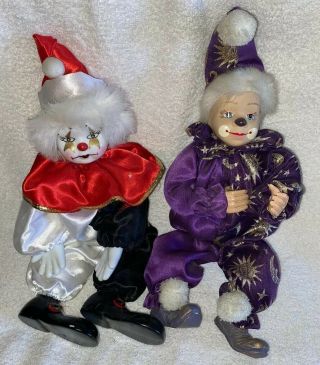 Vintage Ganz & Shantou Porcelain Clown Dolls Collectable.