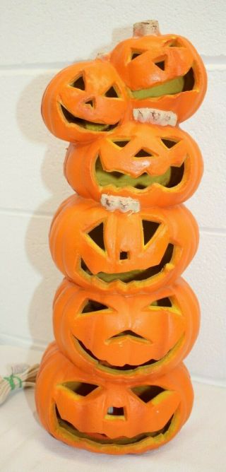Vintage Paper Magic Group Lighted Jack - O - Lantern Pumpkin Stack Halloween Decor