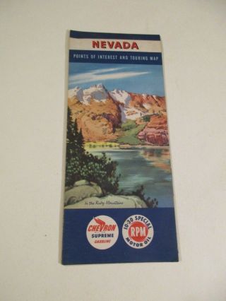 Vintage Chevron Nevada Oil Gas Station Travel Road Map
