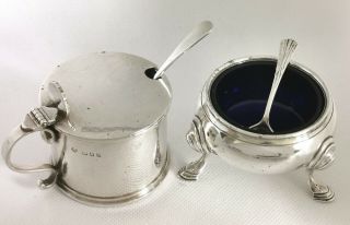 (asprey&co London) Heavy Matching Solid Silver Cauldon Salt/ Sauce Drum Pot