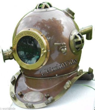 Vintage Anchor Us Navy Christmas Diving Divers Helmet Solid Steel Full Size Gift