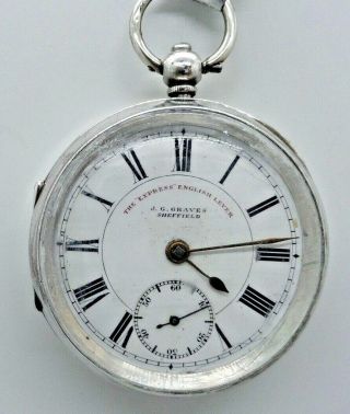 A Very Good Antique Silver Pocket Watch By J G Graves Sheffield 1902