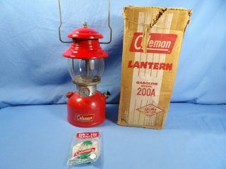 Coleman Red 200a Single Mantle Lantern May 1959 Camping / Box