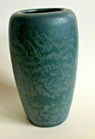 Antique Hampshire Pottery Vase Blue - Green Curdled Variegated Snake Skin Glaze