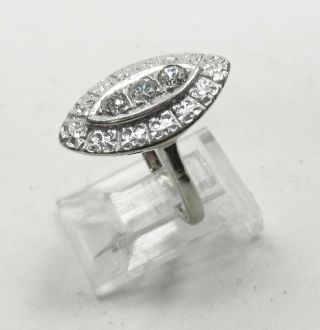 Antique 14k White Gold 3 Round Mine Cut Diamond Ring 0.  25 Ctw Size 4.  5