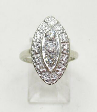 Antique 14K White Gold 3 Round Mine Cut Diamond Ring 0.  25 CTW Size 4.  5 2