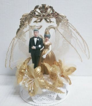 Wilton 50th Anniversary Wedding Cake Topper Decoration Gold Wedding Vintage
