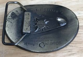 Vintage Funk ' s G Hybrid Seed Corn Seedsmen to the World Funks Brass BELT BUCKLE 2