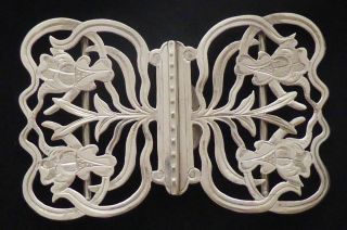 Art Nouveau 1908 Hallmarked Solid Silver Nurses Belt Buckle Reynolds & Westwood
