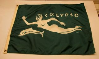 Vintage Jaques Cousteau Society Calypso Flag 24 X 17 In.
