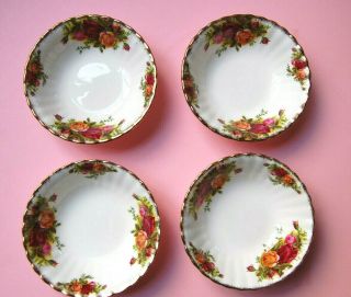 4 Vintage Royal Albert Old Country Roses Small Fruit Nut Condiment Bowls 5.  25”