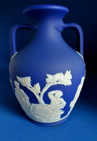 Antique Early 20thc Wedgwood Blue Jasperware Portland Vase C1900