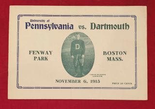 Antique 1915 Penn Vs Dartmouth College Football Program Bert Bell & Lud Wray Old