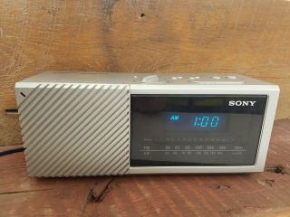 1986 Sony Icf - C16w Dream Machine Alarm Clock Am/fm Radio Snooze Bar Vintage 80s