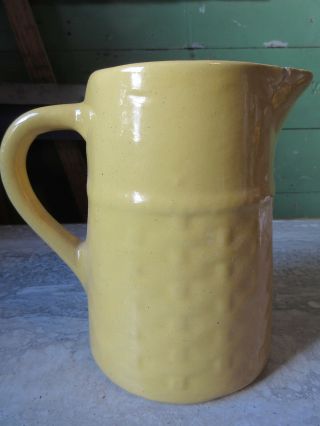 Old Vintage Medalta Art Pottery Yellow Basketweave Pitcher Medicine Hat Alberta