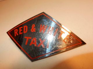 Vintage 1950s Red & White Taxi Auto Car Emblem Logo Badge